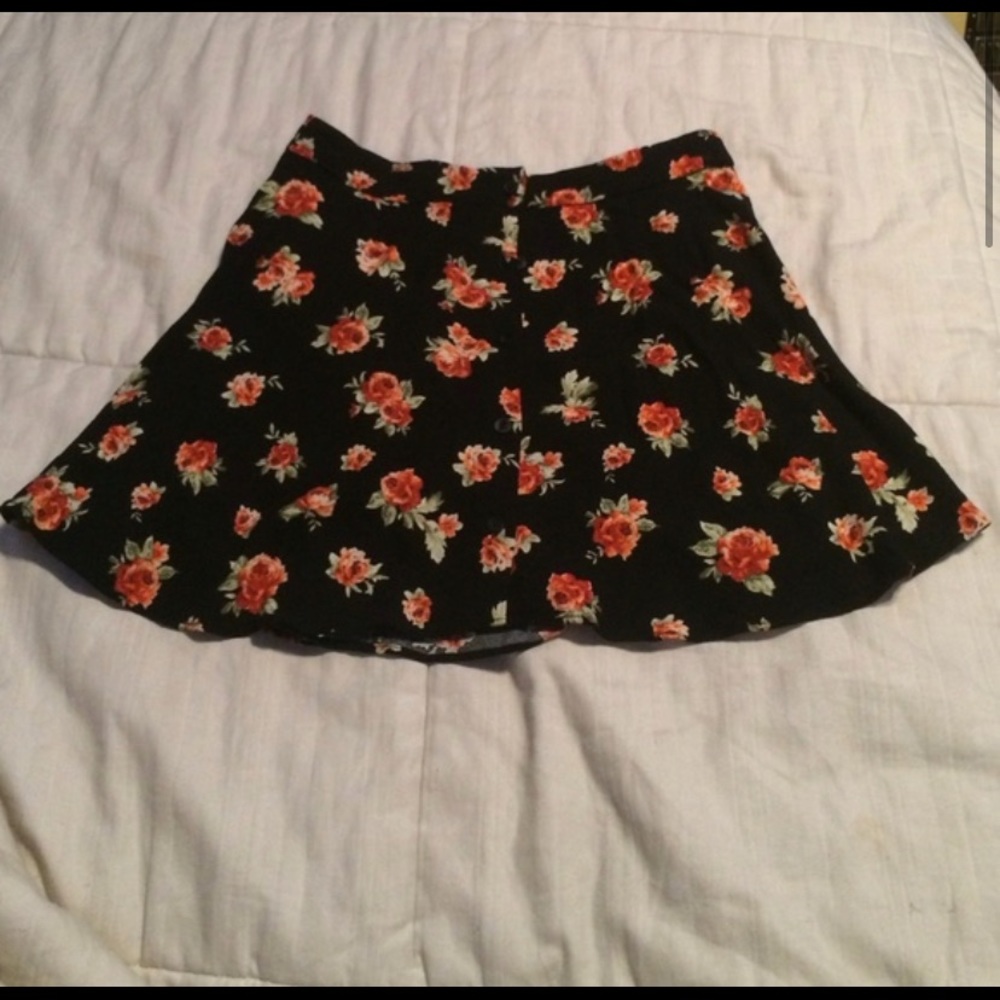Black Floral Skirt